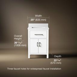 Kohler Kresla 24'' bathroom vanity cabinet with sink and quartz top - White - image 3