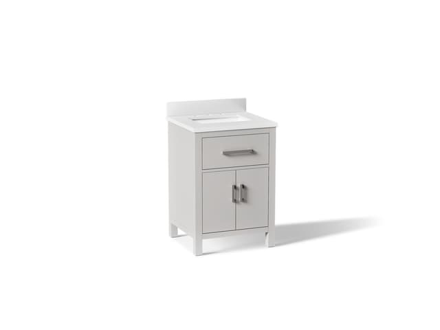 Kohler Kresla 24'' bathroom vanity cabinet with sink and quartz top - Atmos Grey