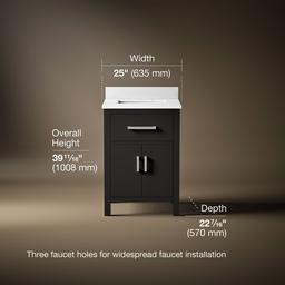 Kohler Kresla 24'' bathroom vanity cabinet with sink and quartz top - Carbon Oak - image 3