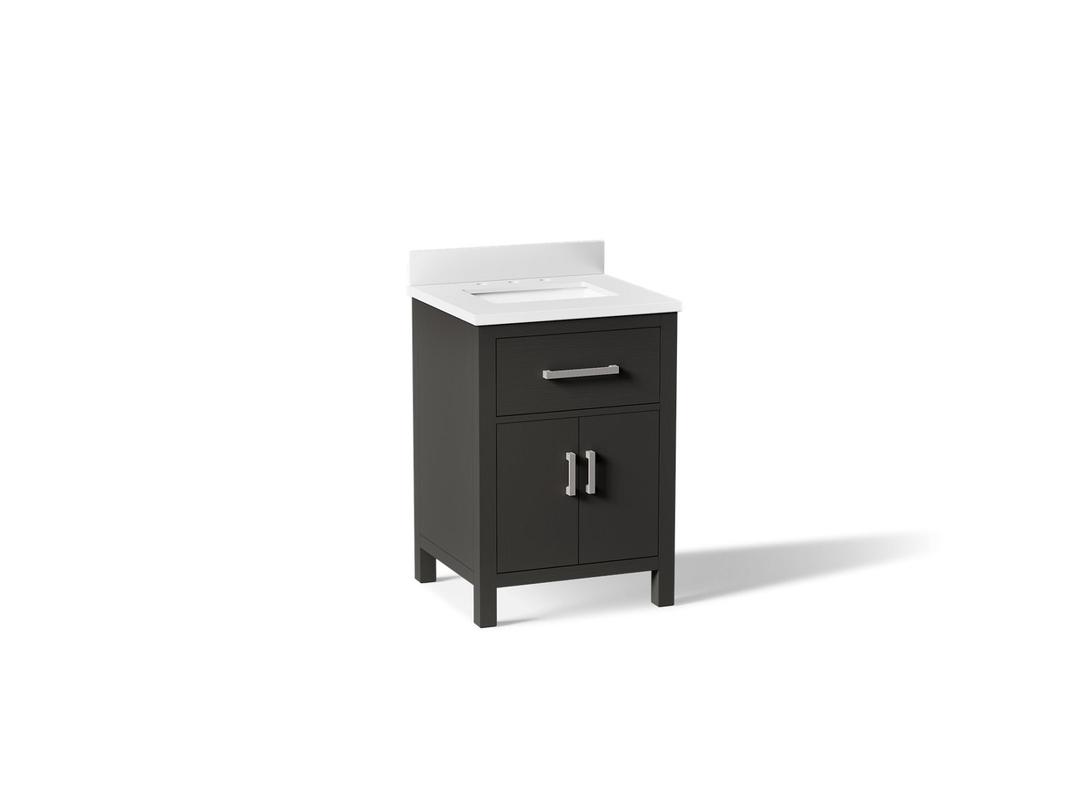 Kohler Kresla 24'' bathroom vanity cabinet with sink and quartz top - Carbon Oak by Kohler