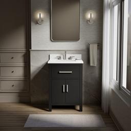 Kohler Kresla 24'' bathroom vanity cabinet with sink and quartz top - Carbon Oak - image 2