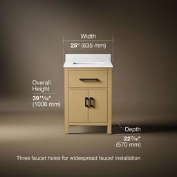Kohler Kresla 24'' bathroom vanity cabinet with sink and quartz top - Light Oak - image 3