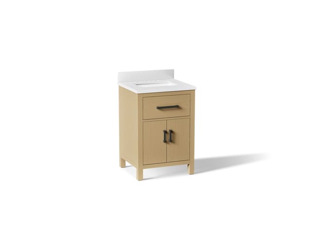 Kohler Kresla 24'' bathroom vanity cabinet with sink and quartz top - Light Oak