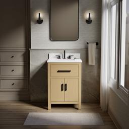 Kohler Kresla 24'' bathroom vanity cabinet with sink and quartz top - Light Oak - image 2