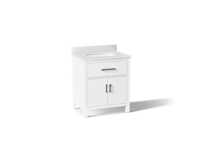 Kohler Kresla 30'' bathroom vanity cabinet with sink and quartz top - White