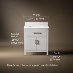Kohler Kresla 30'' bathroom vanity cabinet with sink and quartz top - Atmos Grey - image 3