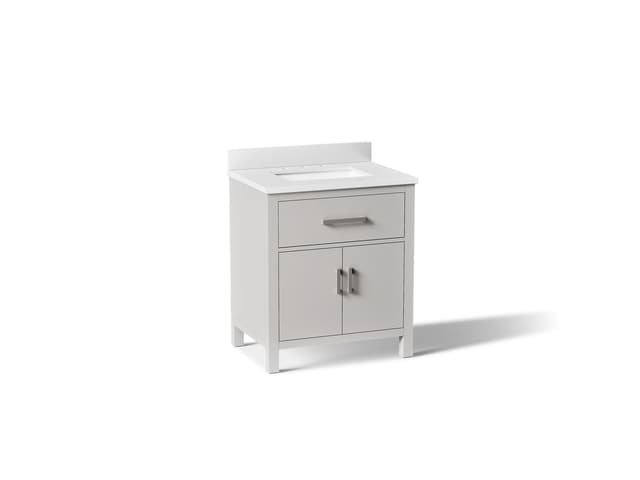 Kohler Kresla 30'' bathroom vanity cabinet with sink and quartz top - Atmos Grey