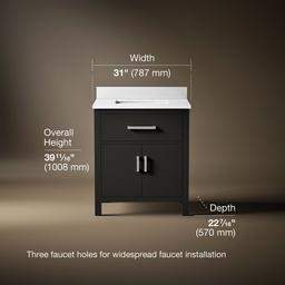 Kohler Kresla 30'' bathroom vanity cabinet with sink and quartz top - Carbon Oak - image 3