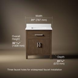 Kohler Kresla 30'' Bathroom Vanity Cabinet With Sink And Quartz Top Draper Oak - image 3