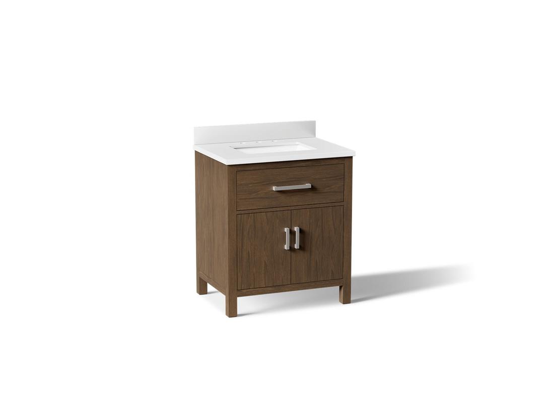 Kohler Kresla 30'' Bathroom Vanity Cabinet With Sink And Quartz Top Draper Oak by Kohler
