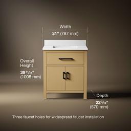 Kohler Kresla 30'' bathroom vanity cabinet with sink and quartz top - Light Oak - image 3
