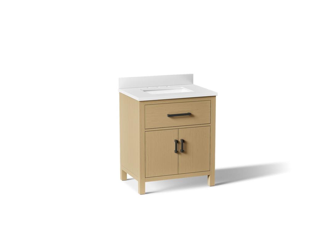 Kohler Kresla 30'' bathroom vanity cabinet with sink and quartz top - Light Oak by Kohler