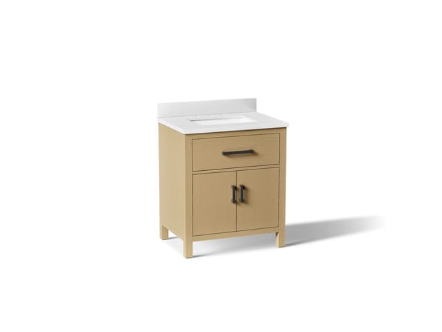 Kohler Kresla 30'' bathroom vanity cabinet with sink and quartz top - Light Oak