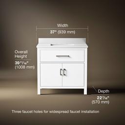 Kohler Kresla 36'' bathroom vanity cabinet with sink and quartz top - White - image 3