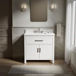 Kohler Kresla 36'' bathroom vanity cabinet with sink and quartz top - White - image 2
