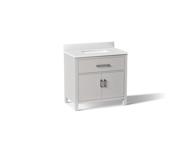 Kohler Kresla 36'' bathroom vanity cabinet with sink and quartz top - Atmos Grey