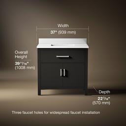 Kohler Kresla 36'' bathroom vanity cabinet with sink and quartz top - Carbon Oak - image 3