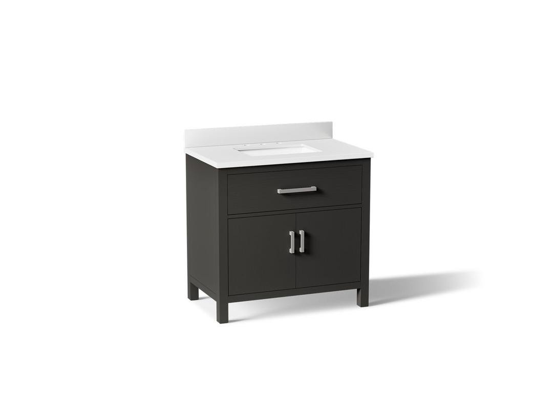 Kohler Kresla 36'' bathroom vanity cabinet with sink and quartz top - Carbon Oak by Kohler
