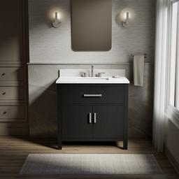 Kohler Kresla 36'' bathroom vanity cabinet with sink and quartz top - Carbon Oak - image 2