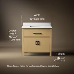 Kohler Kresla 36'' bathroom vanity cabinet with sink and quartz top - Light Oak - image 3