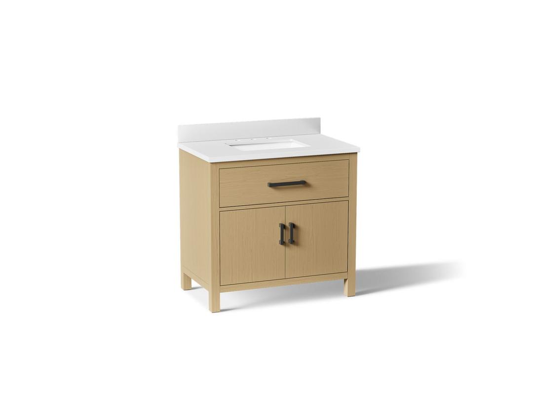 Kohler Kresla 36'' bathroom vanity cabinet with sink and quartz top - Light Oak by Kohler
