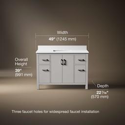 Kohler Kresla 48'' bathroom vanity cabinet with sink and quartz top - Atmos Grey - image 3