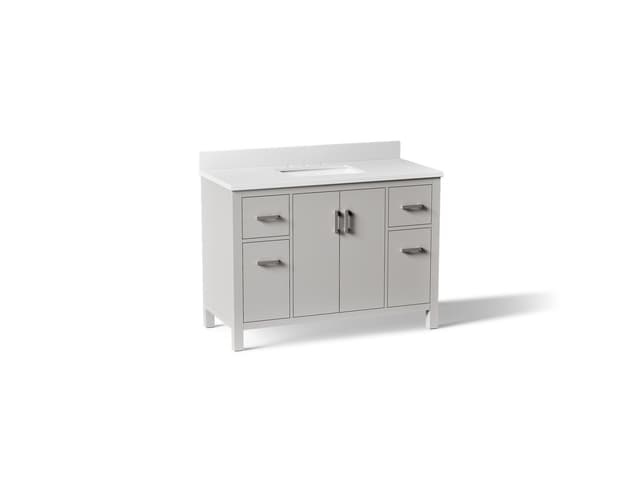 Kohler Kresla 48'' bathroom vanity cabinet with sink and quartz top - Atmos Grey