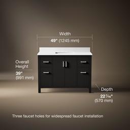 Kohler Kresla 48'' bathroom vanity cabinet with sink and quartz top - Carbon Oak - image 3