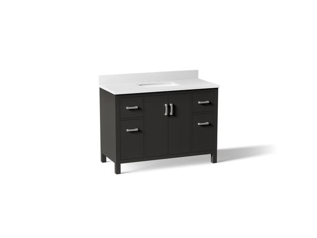 Kohler Kresla 48'' bathroom vanity cabinet with sink and quartz top - Carbon Oak