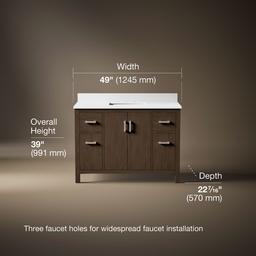 Kohler Kresla 48'' Bathroom Vanity Cabinet With Sink And Quartz Top Draper Oak - image 3