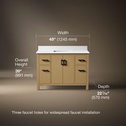 Kohler Kresla 48'' bathroom vanity cabinet with sink and quartz top - Light Oak - image 3