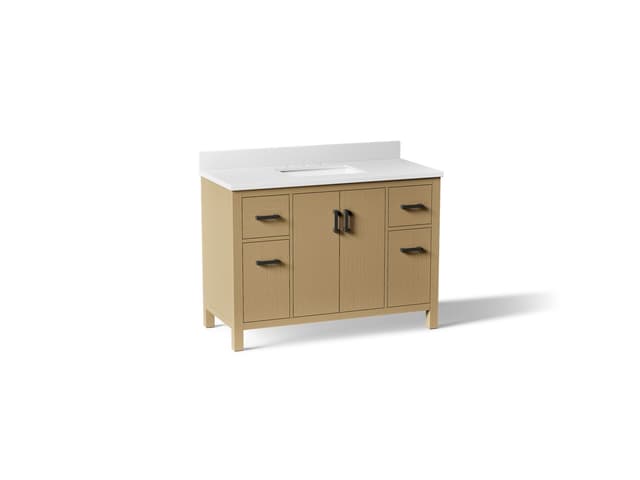 Kohler Kresla 48'' bathroom vanity cabinet with sink and quartz top - Light Oak