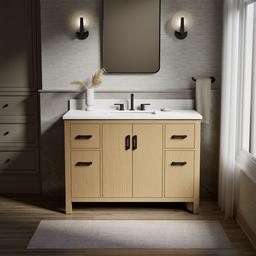 Kohler Kresla 48'' bathroom vanity cabinet with sink and quartz top - Light Oak - image 2