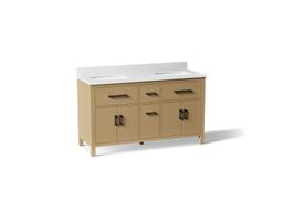 Kohler Kresla 60'' bathroom vanity cabinet with sinks and quartz top - Light Oak - image 1
