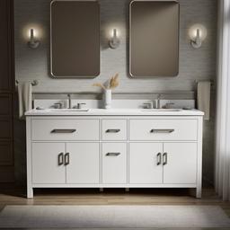 Kohler Kresla 72'' bathroom vanity cabinet with sinks and quartz top - White - image 2