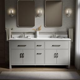 Kohler Kresla 72'' bathroom vanity cabinet with sinks and quartz top - Atmos Grey - image 2