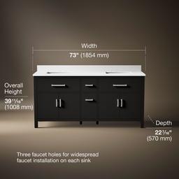 Kohler Kresla 72'' bathroom vanity cabinet with sinks and quartz top - Carbon Oak - image 3