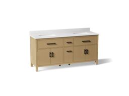 Kohler Kresla 72'' bathroom vanity cabinet with sinks and quartz top - Light Oak - image 1