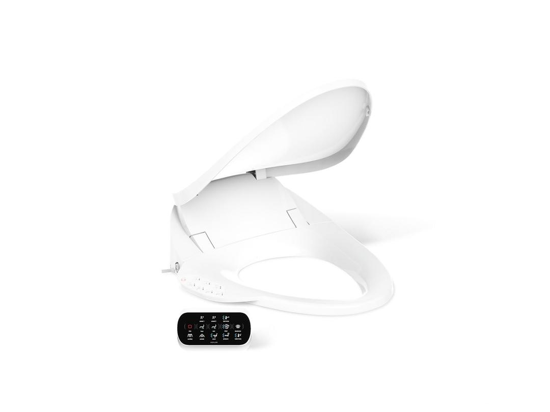 PureWash E750 Elongated bidet toilet seat with remote control by Kohler