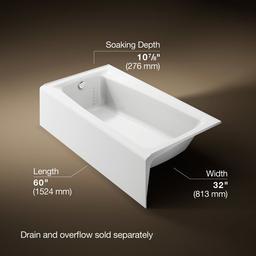 Kohler | Mendota | Three Wall Alcove Soaking Tub - White - image 3