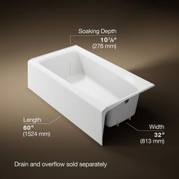 Kohler | Mendota | Three Wall Alcove Soaking Tub - White - image 3