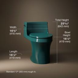 Kohler San Souci One-piece compact elongated toilet with concealed trapway, 1.28 gpf - Teal - image 3