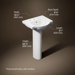 Veer 21'' rectangular pedestal bathroom sink - image 3