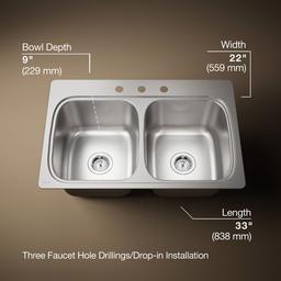 Kohler | Verse | Drop In Kitchen Sink - Stainless Steel - image 3