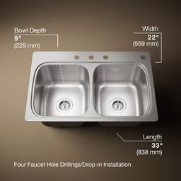Kohler | Verse | Drop In Kitchen Sink - Stainless Steel - image 3