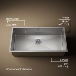 Kohler | Strive | Undermount Kitchen Sink - Stainless Steel - image 3