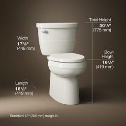 Cimarron Two-piece elongated toilet with skirted trapway, 1.28 gpf - image 3