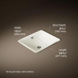 Kohler Iron Plains 18-1/2'' rectangular drop-in/undermount bathroom sink - Biscuit - image 3