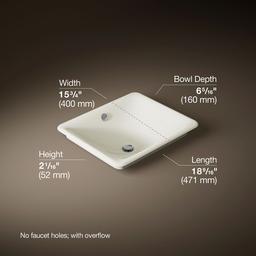 Kohler Iron Plains 18-1/2'' rectangular vessel bathroom sink - Biscuit - image 3