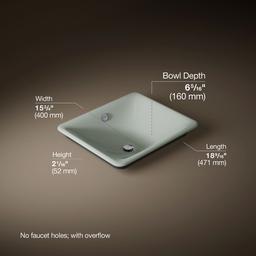 Kohler Iron Plains 18-1/2'' rectangular vessel bathroom sink - Sea Salt - image 3